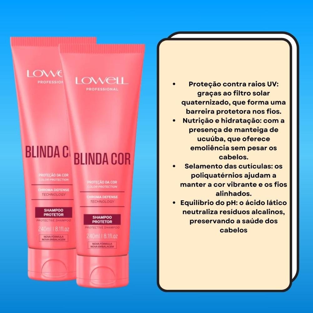 Lowell Blinda Cor Kit 2 Shampoo Protetor 240ml ÚNICO 3