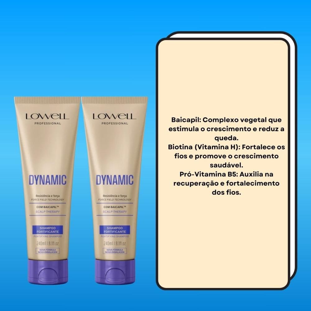Kit Lowell Dynamic 2 Shampoo Fortificante 240 ml ÚNICO 3