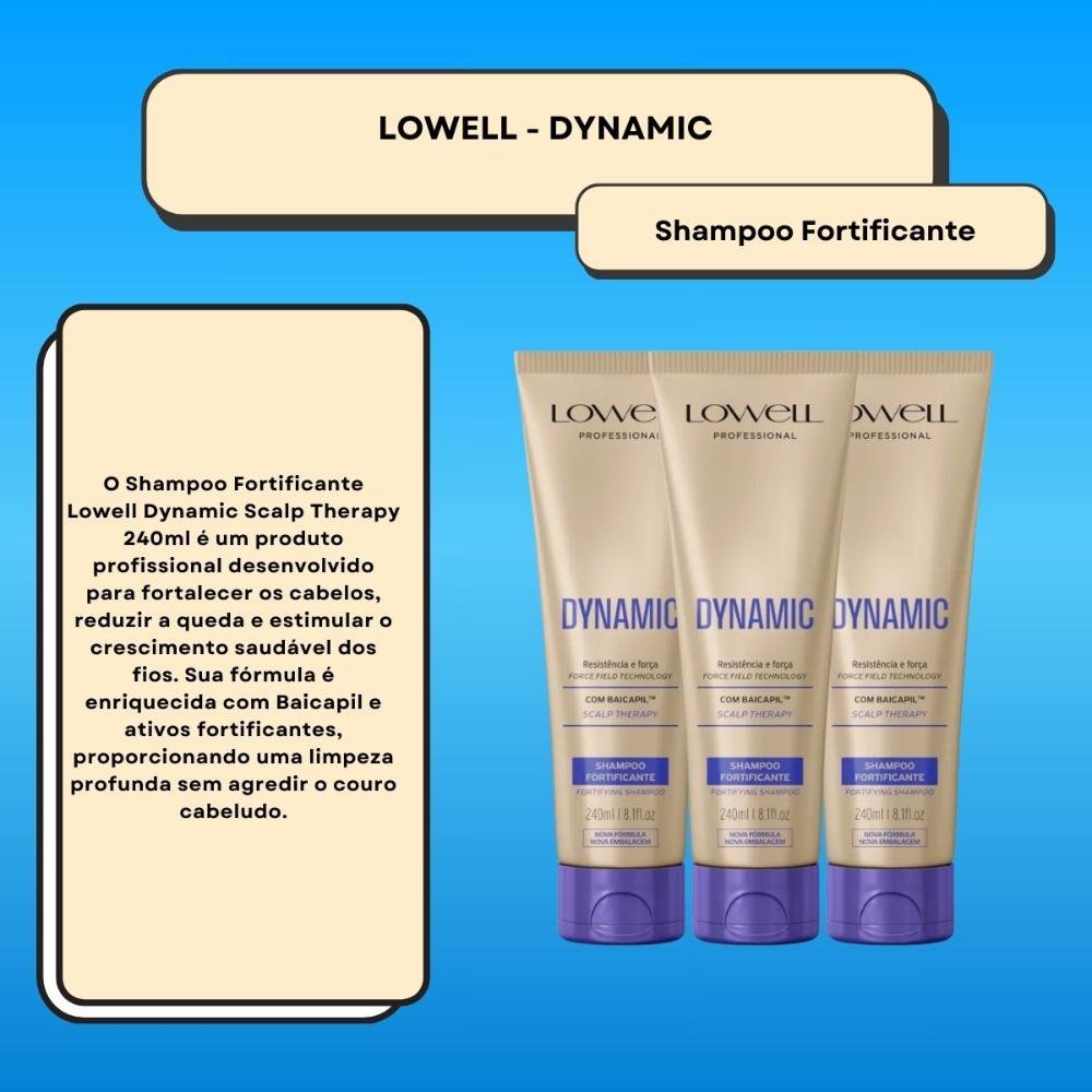 Kit Lowell Dynamic 3 Shampoo Fortificante 240 ml ÚNICO 2