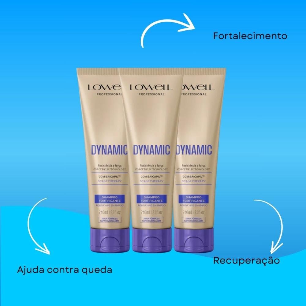 Kit Lowell Dynamic 3 Shampoo Fortificante 240 ml ÚNICO 4