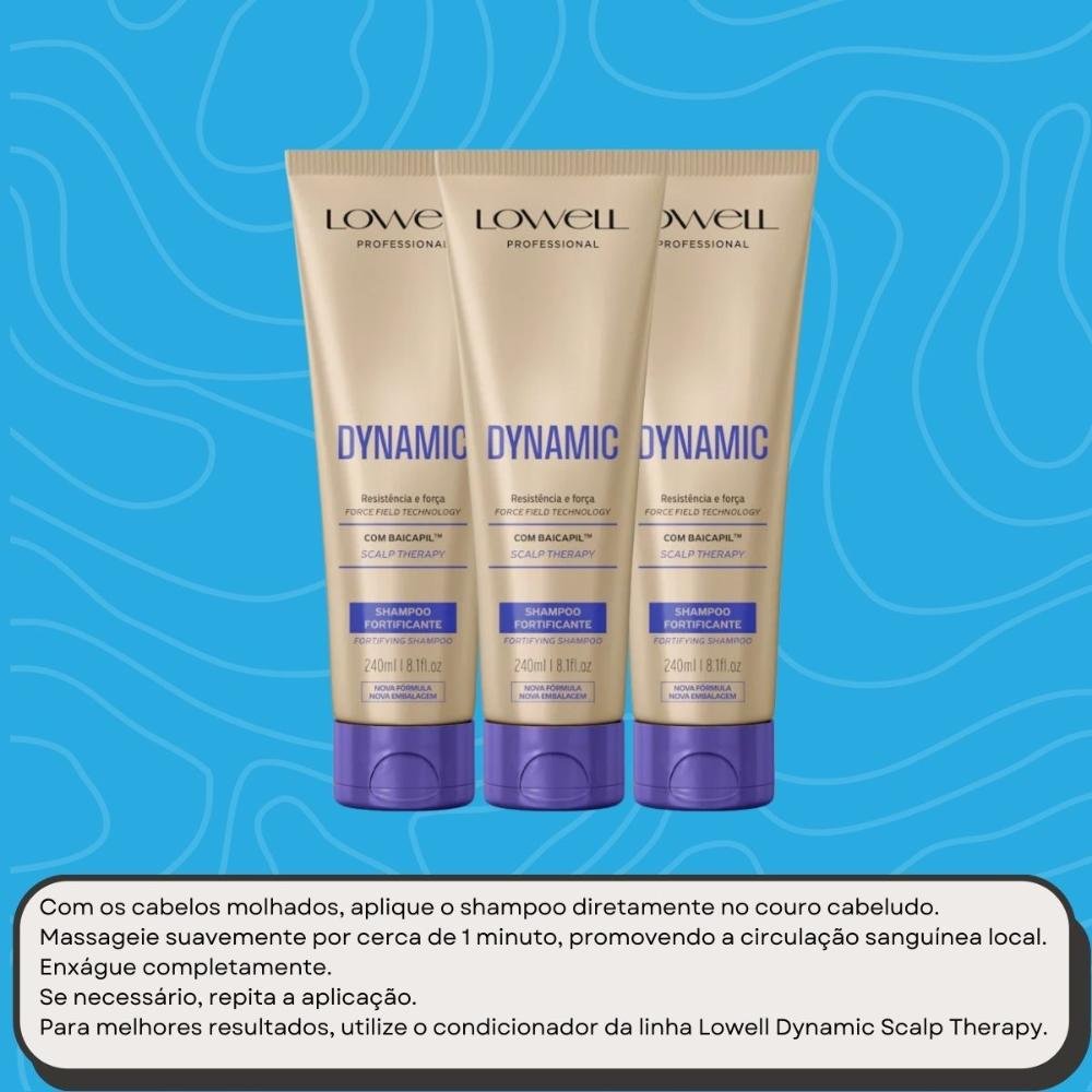 Kit Lowell Dynamic 3 Shampoo Fortificante 240 ml ÚNICO 5