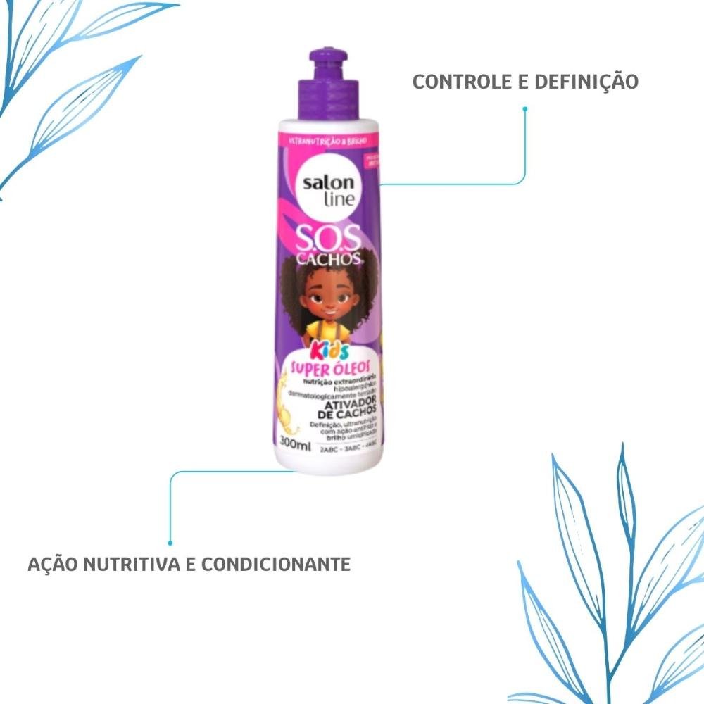 Salon Line S.O.S Cachos Kids Super Óleos Ativador 300ml 300ml 4