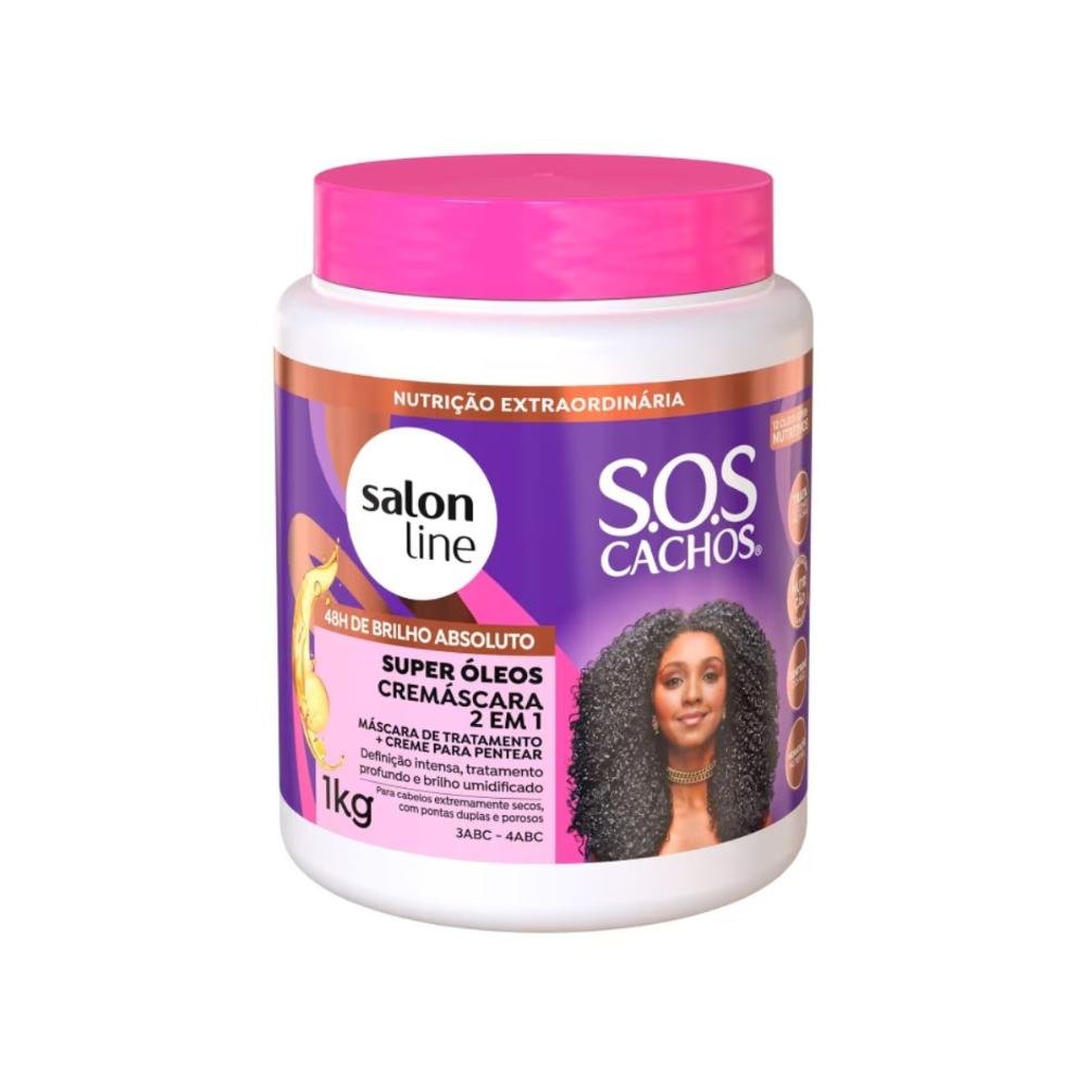Salon Line S.O.S Cachos Super Óleos Creme de Pentear para Cabelo Cacheado e Máscara 1 Kg