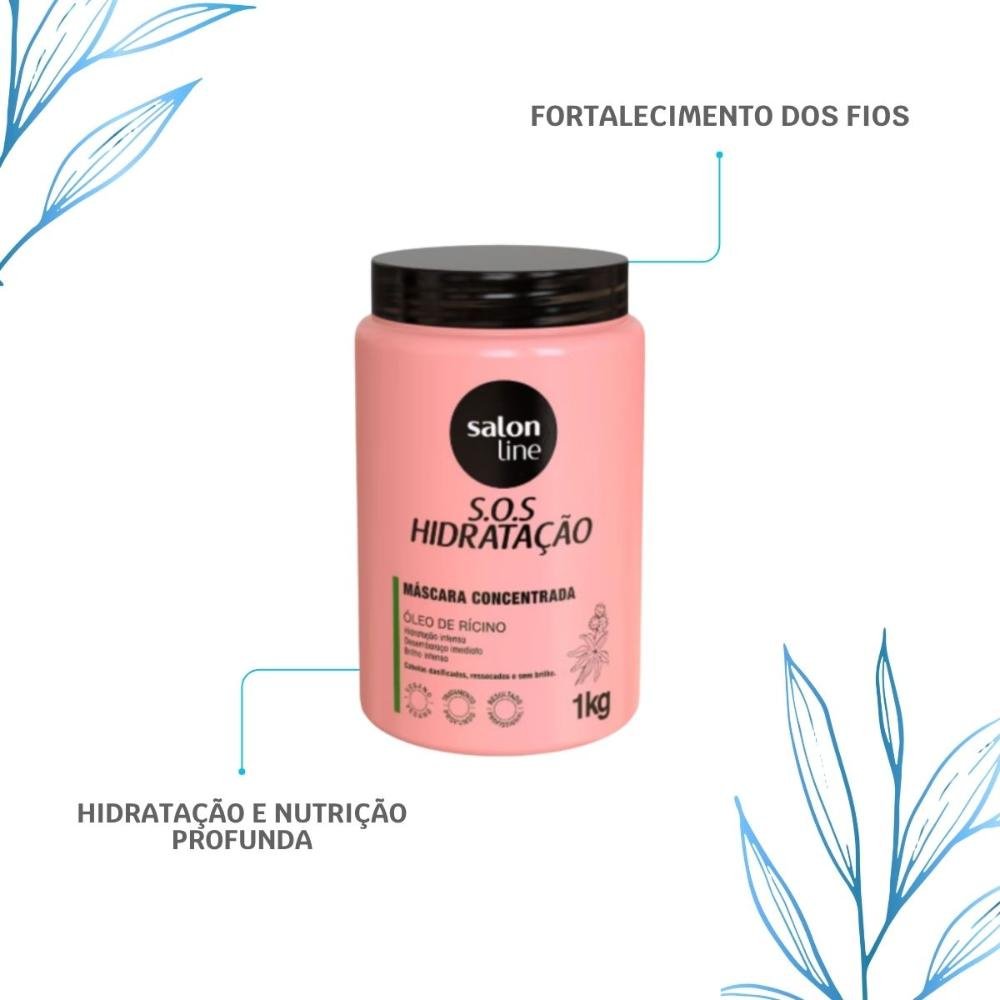 Salon Line S.O.S Hidratação Óleo de Rícino Máscara 1kg 1kg 9