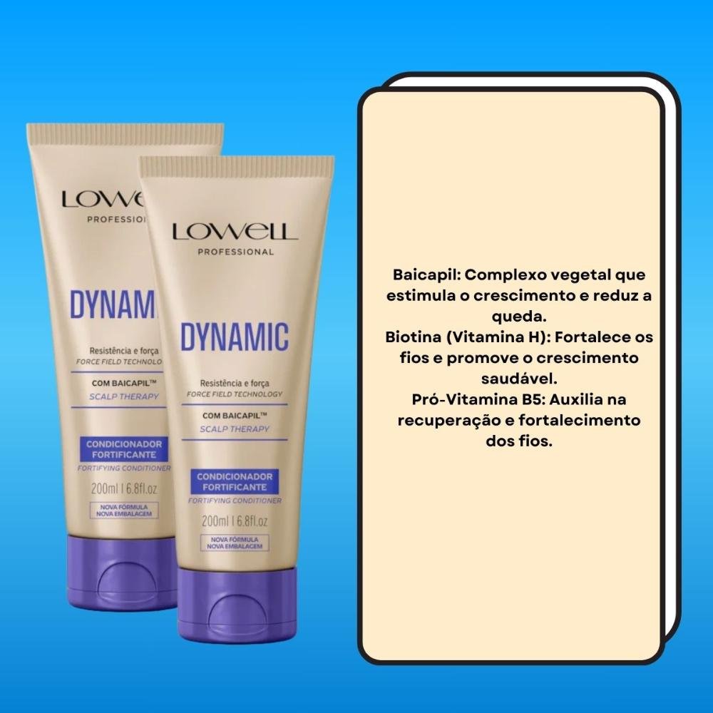 Lowell Dynamic Kit 2 Condicionadores Fortificante 200ml ÚNICO 3