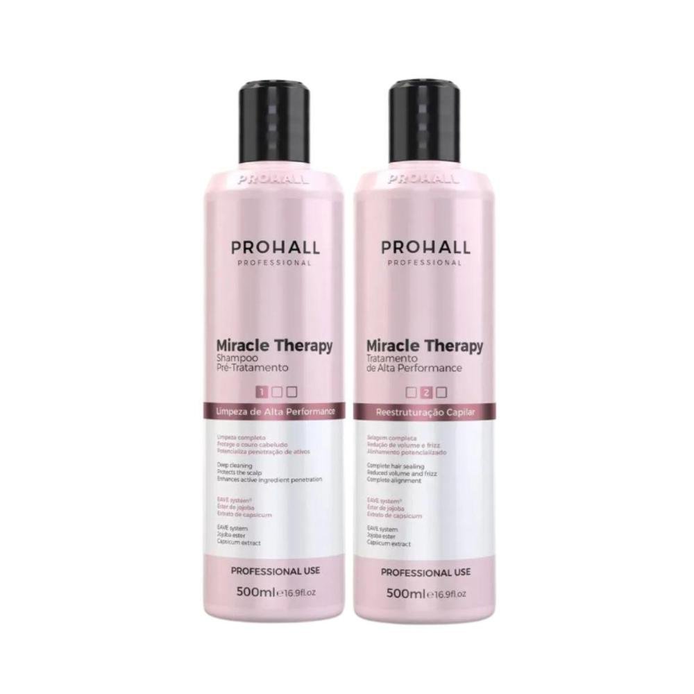Prohall Miracle Therapy kit Shampoo e Condicionante 500ml ÚNICO 3