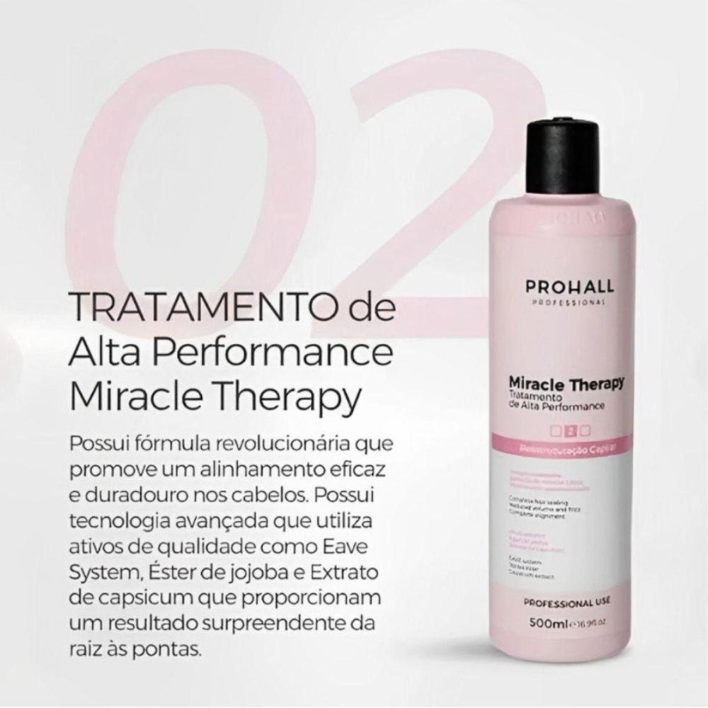 Prohall Miracle Therapy kit Shampoo e Condicionante 500ml ÚNICO 2