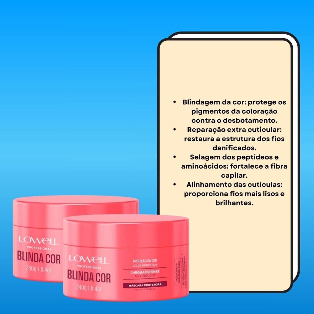 Lowell Blinda Cor Kit 2 Máscara Protetora 240g ÚNICO 3
