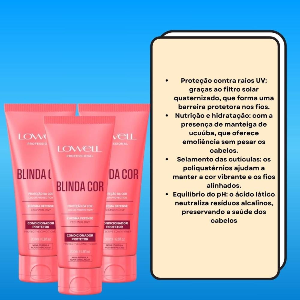 Lowell Blinda Cor Kit 3 Condicionador Protetor 200ml ÚNICO 3
