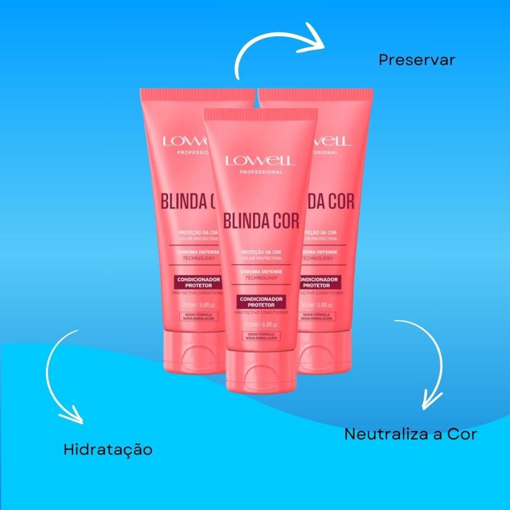 Lowell Blinda Cor Kit 3 Condicionador Protetor 200ml ÚNICO 4