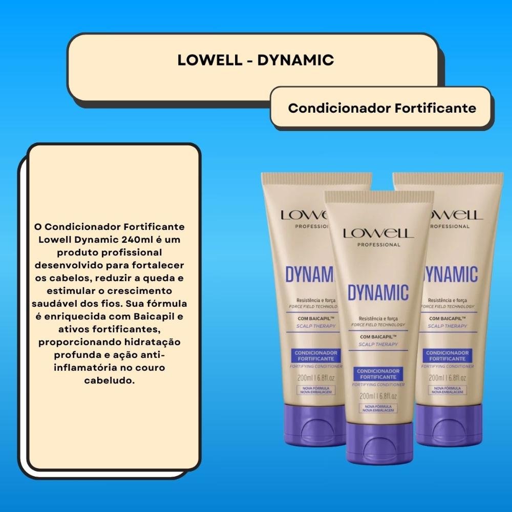 Lowell Dynamic Kit 3 Condicionadores Fortificante 200ml ÚNICO 2