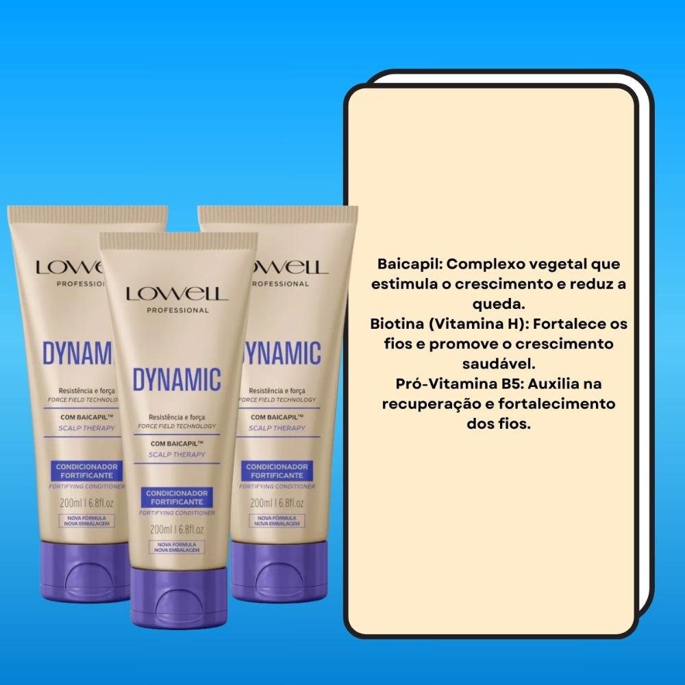 Lowell Dynamic Kit 3 Condicionadores Fortificante 200ml ÚNICO 3