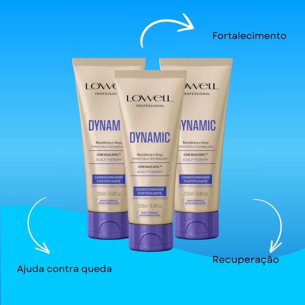 Lowell Dynamic Kit 3 Condicionadores Fortificante 200ml ÚNICO 4