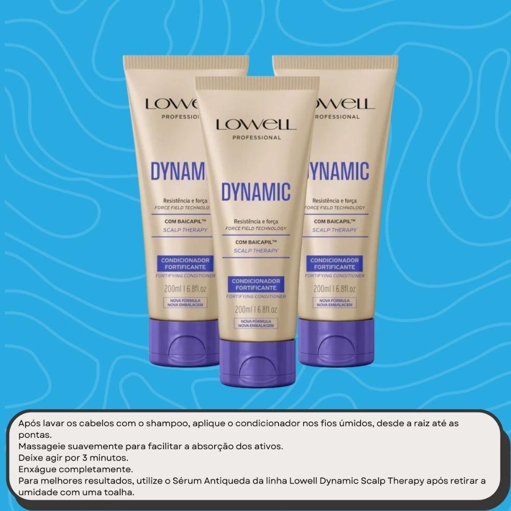 Lowell Dynamic Kit 3 Condicionadores Fortificante 200ml ÚNICO 5