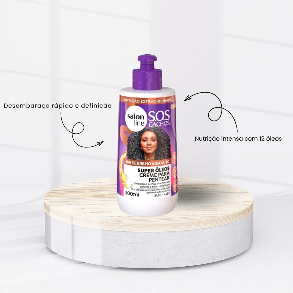 Kit Salon Line S.O.S Cachos Super Oleos 3 Creme para Cabelo Cacheado 300 ml ÚNICO 2