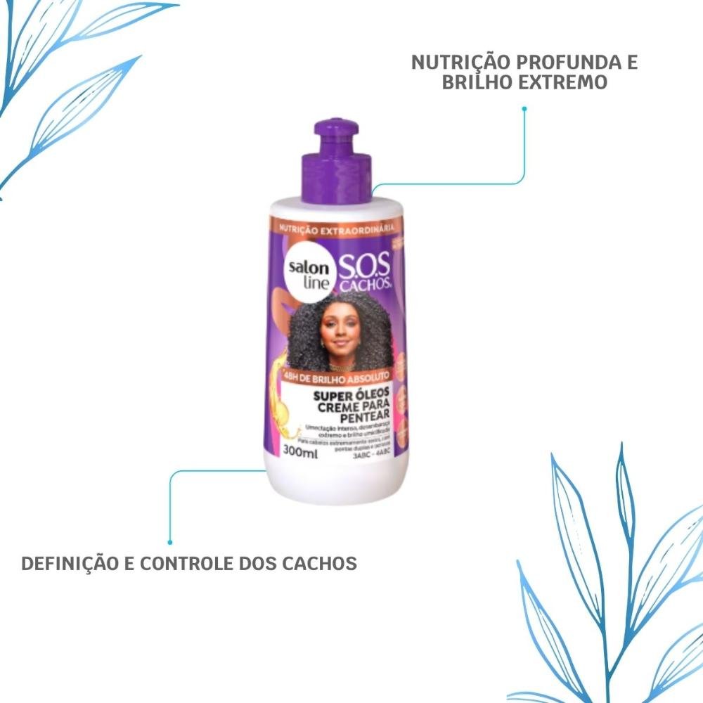 Kit Salon Line S.O.S Cachos Super Oleos 3 Creme para Cabelo Cacheado 300 ml ÚNICO 6