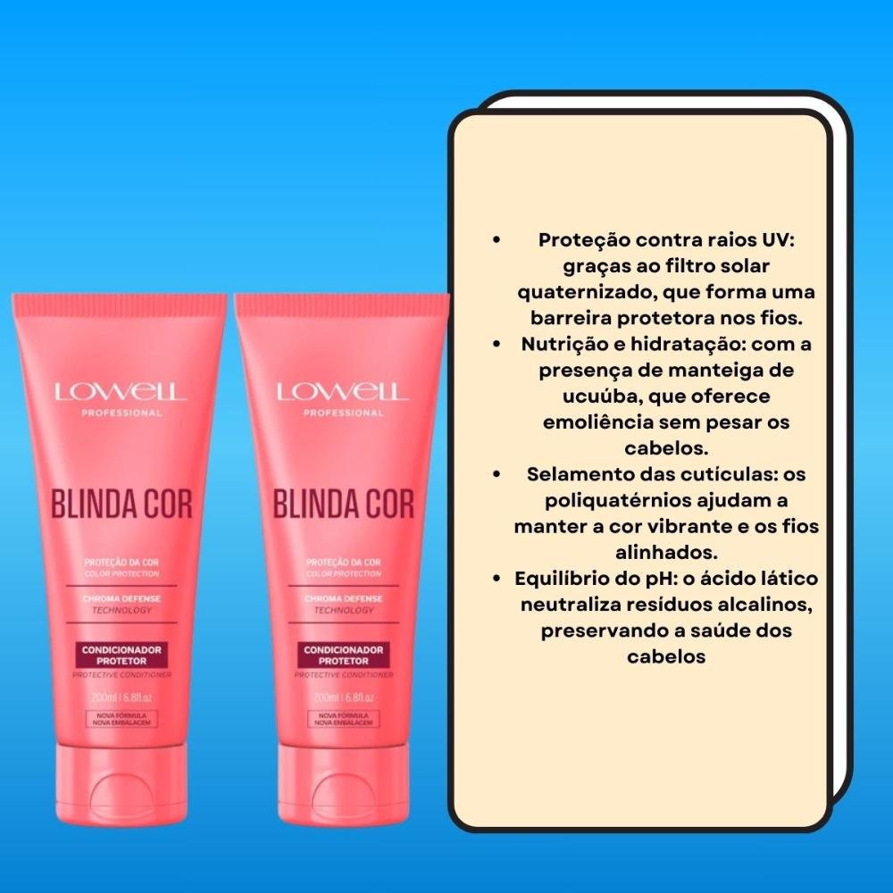 Lowell Blinda Cor Kit 2 Condicionador Protetor 200ml ÚNICO 3
