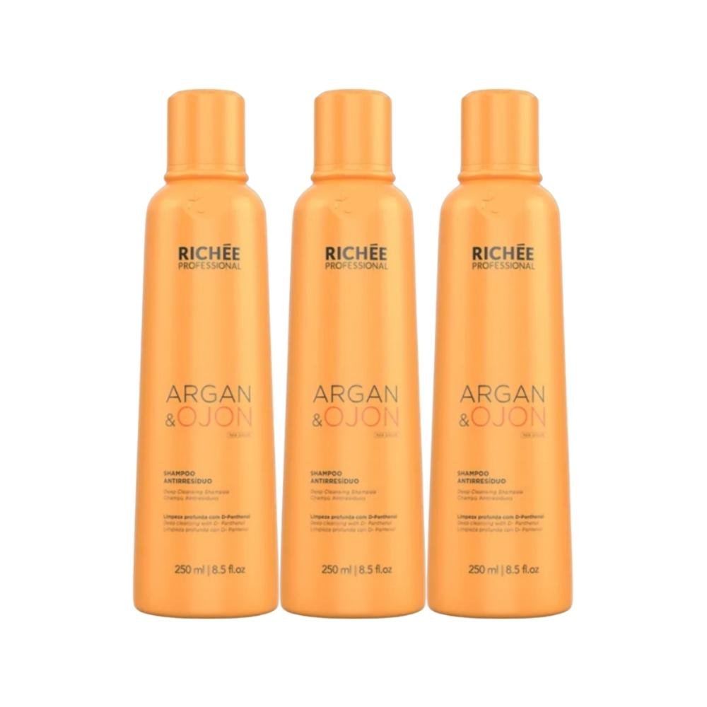 Kit Richée Argan e Ojon 3 Shampoo 250 ml