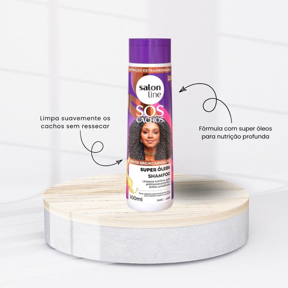 Salon Line S.O.S Cachos Super Óleos Kit 2 Shampoo 300ml ÚNICO 3