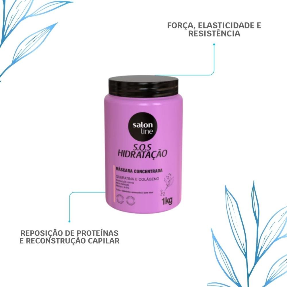 Máscara Salon Line S.O.S Máscara de Hidratação Queratina e Colágeno 1 Kg 1kg 4