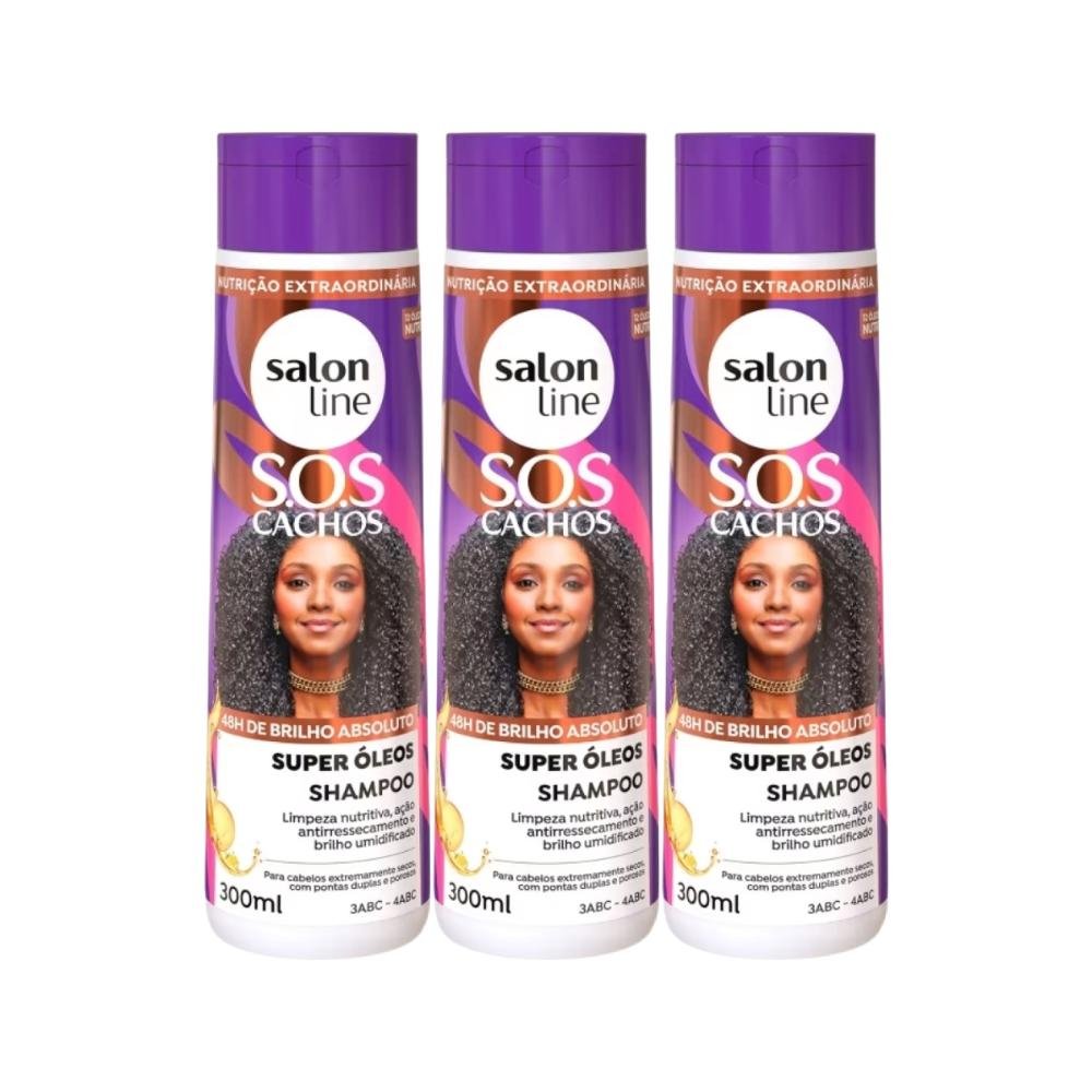 Salon Line S.O.S Cachos Super Óleos Kit 3 Shampoo 300ml