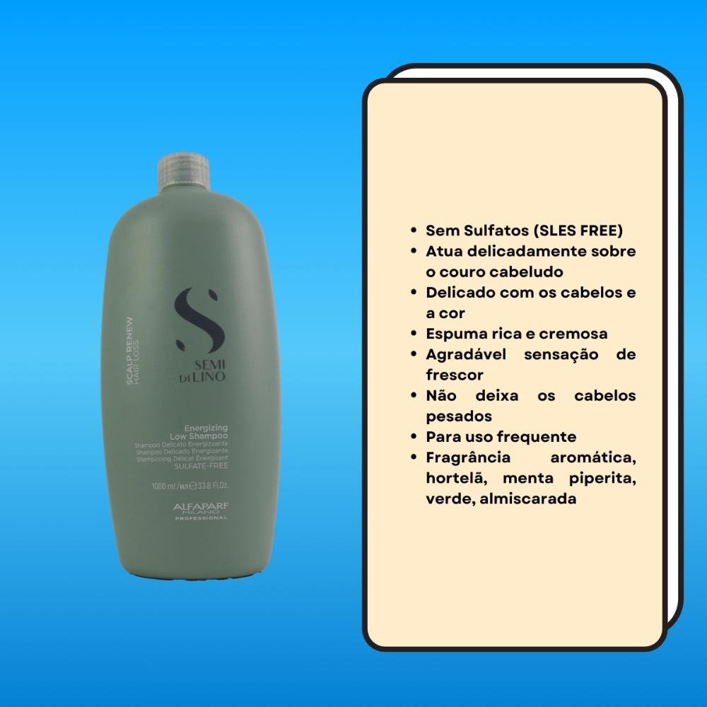Alfaparf Semi Di Lino Scalp Renew  Energizing Low Shampoo 1L 1L 3