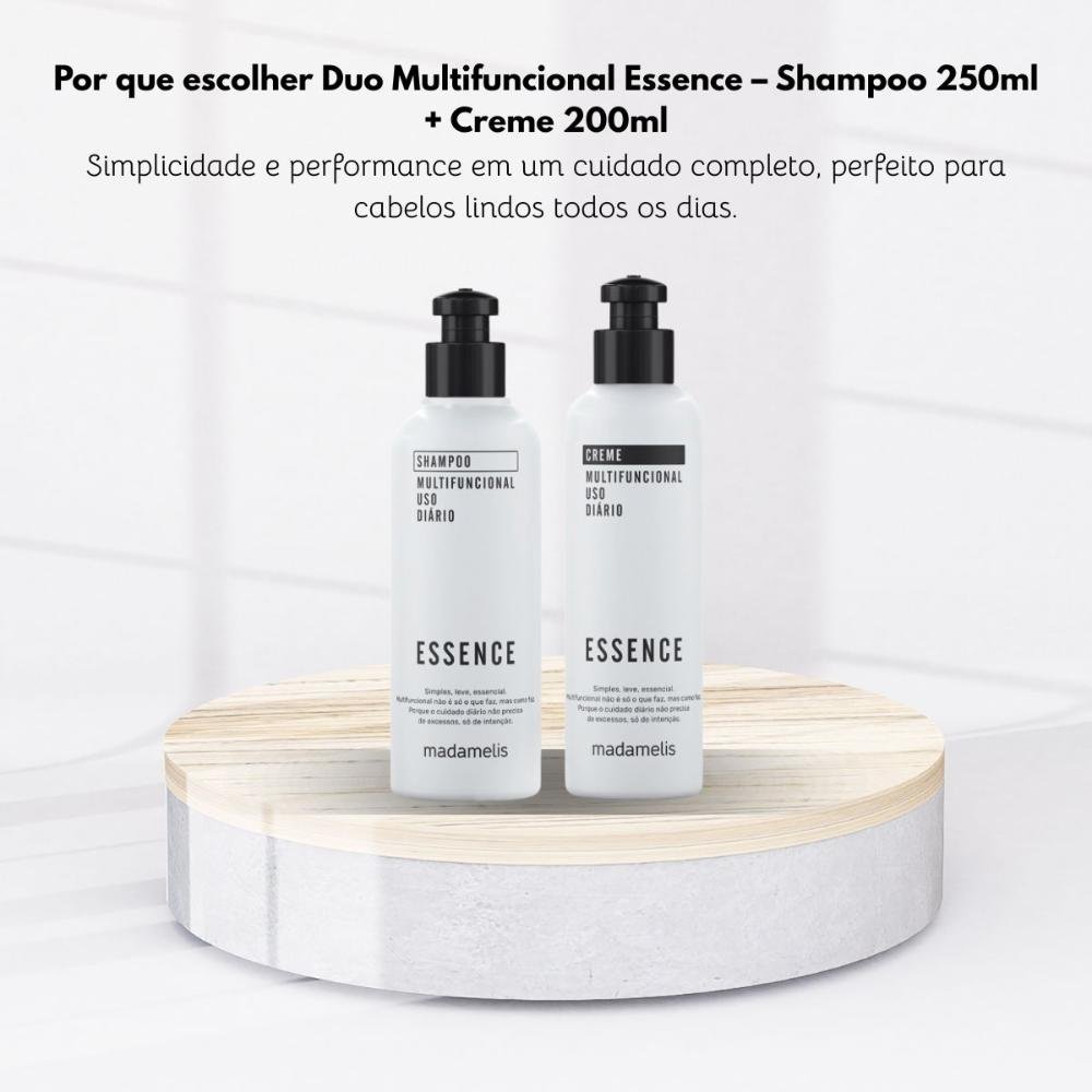 Madamelis Kit Shampoo e Creme Essence Uso Diário Brilho e Maciez 250 ml ÚNICO 6