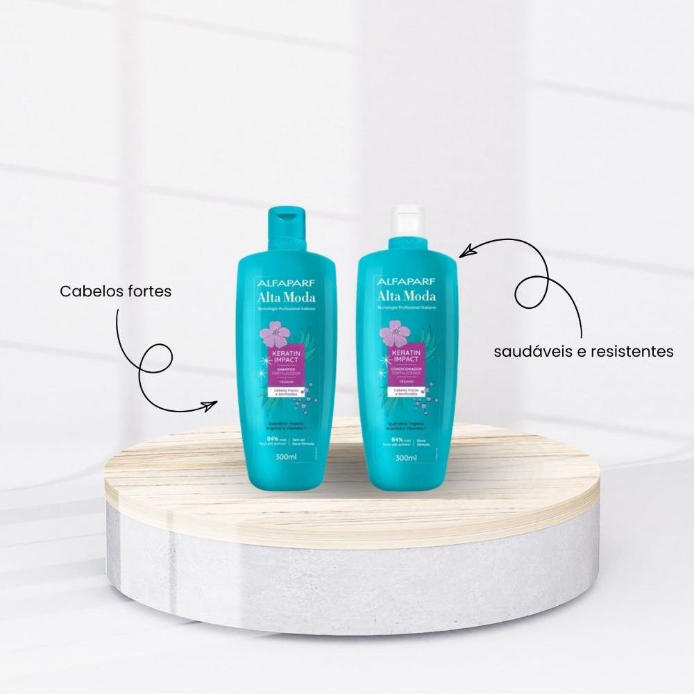 Kit Alfaparf Alta Moda Keratin Impact Shampoo e Condicionador Fortalecedor 300 ml ÚNICO 2
