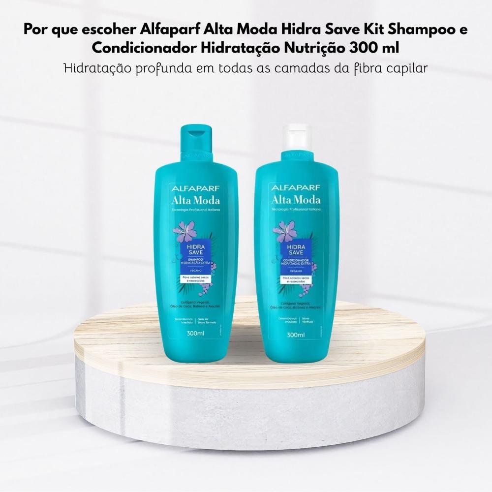 Kit Alfaparf Alta Moda Hidra Save Shampoo e Condicionador Hidratação Nutrição 300 ml ÚNICO 5