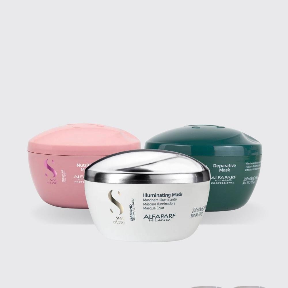 Kit Alfaparf Semi Di Lino Cronograma Capilar Máscaras 200 ml ÚNICO 4