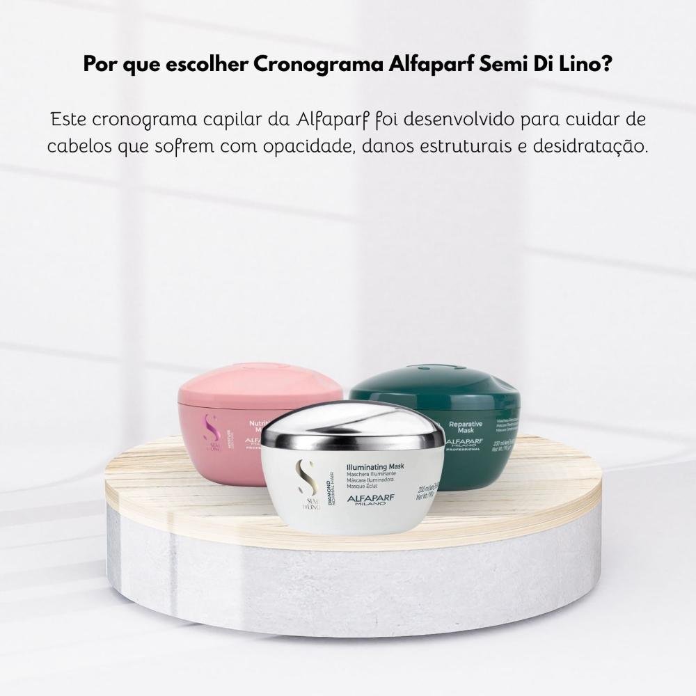 Kit Alfaparf Semi Di Lino Cronograma Capilar Máscaras 200 ml ÚNICO 5