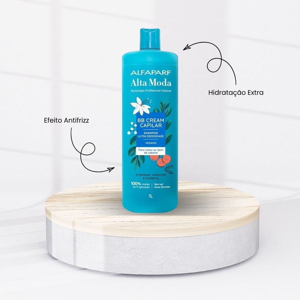 Shampoo Alfaparf Alta Moda BB Cream Multibenefícios Reparação Brilho 1 Litro 1L 2