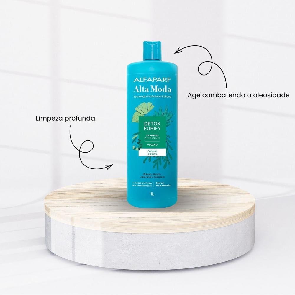 Shampoo Antirresíduo Alfaparf Alta Moda Detox Purify Equilíbrio Purificação 1 Litro 1L 2