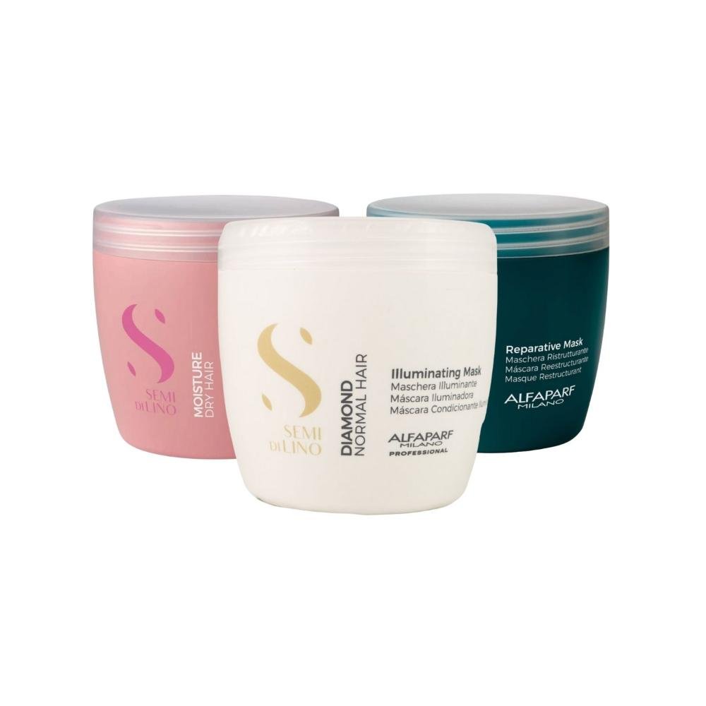 Kit Alfaparf Semi Di Lino Cronograma Capilar Máscaras 500 ml