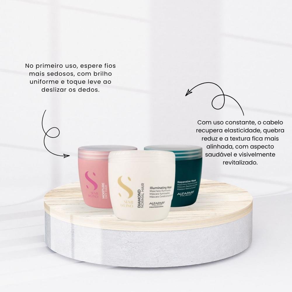 Kit Alfaparf Semi Di Lino Cronograma Capilar Máscaras 500 ml ÚNICO 2