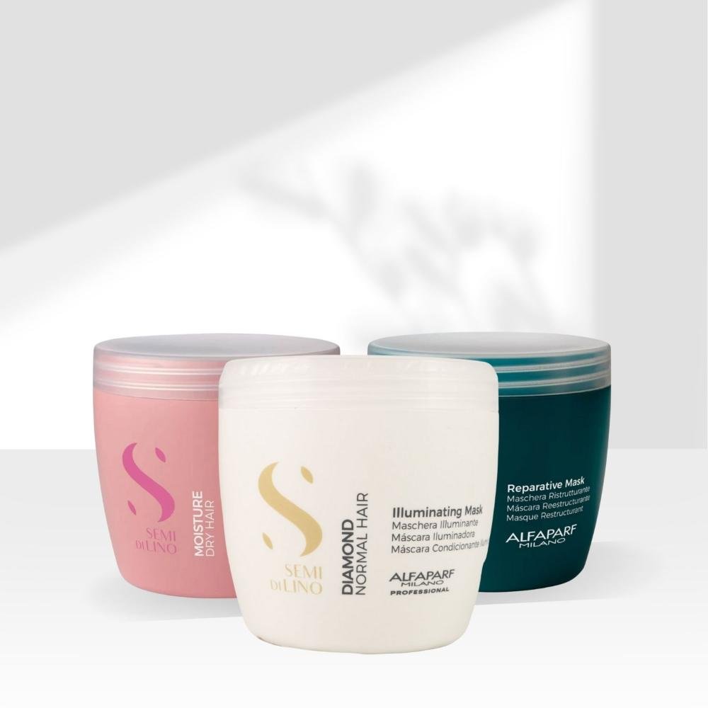 Kit Alfaparf Semi Di Lino Cronograma Capilar Máscaras 500 ml ÚNICO 3