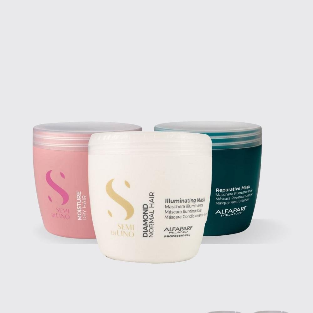 Kit Alfaparf Semi Di Lino Cronograma Capilar Máscaras 500 ml ÚNICO 4