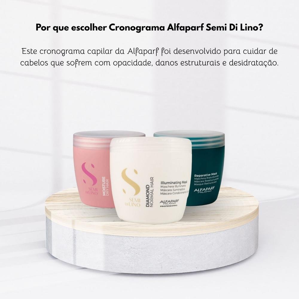 Kit Alfaparf Semi Di Lino Cronograma Capilar Máscaras 500 ml ÚNICO 5