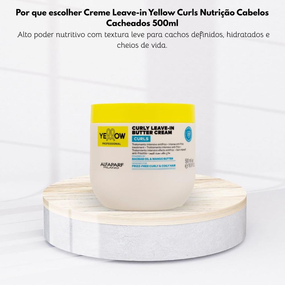 Creme Leave-in Yellow Curls Nutrição Cabelos Cacheados 500ml 500ml 5