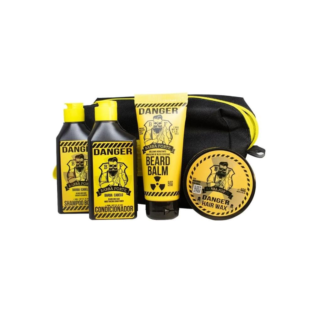 Danger Kit Viagem Barba Forte 4 Produtos Cuidado Completo