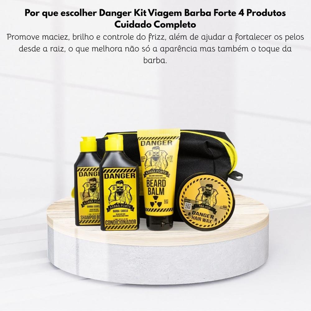 Danger Kit Viagem Barba Forte 4 Produtos Cuidado Completo ÚNICO 8