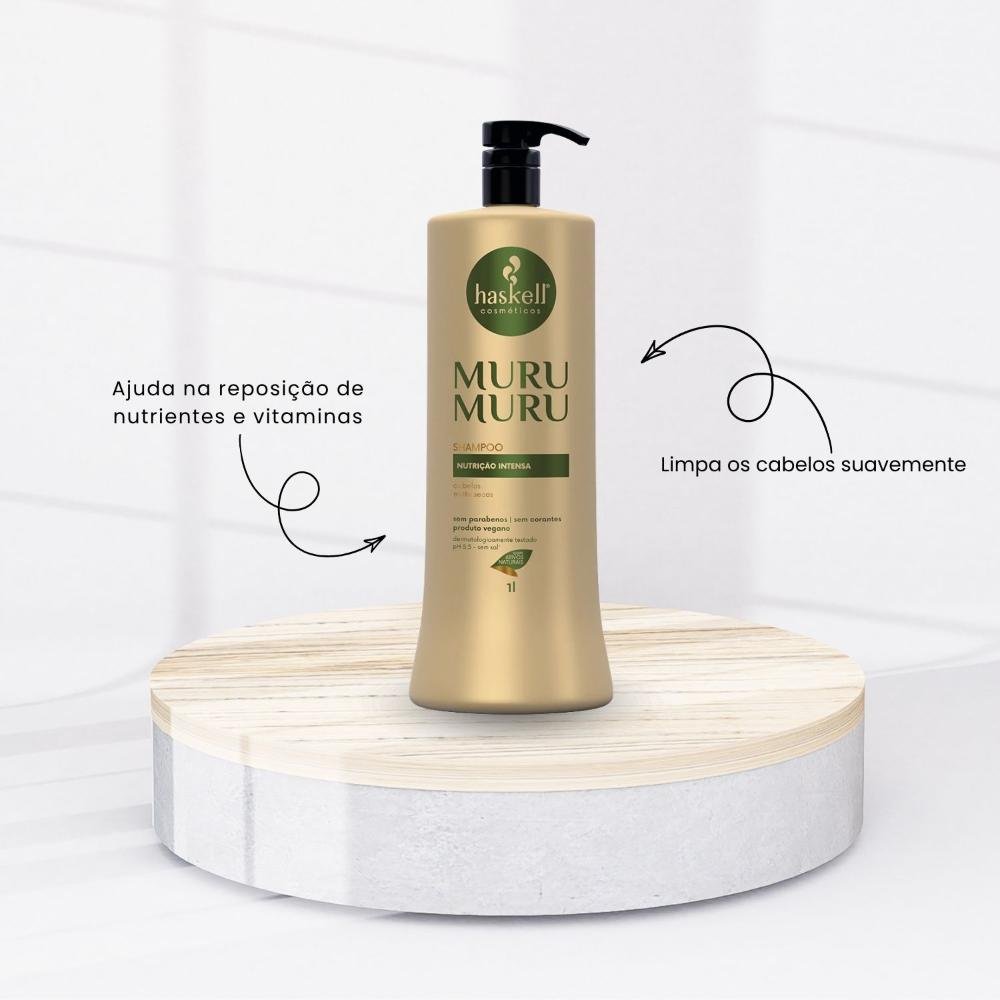 Shampoo Haskell Muru Muru Nutrição Hidratação 1000 ml 1L 2