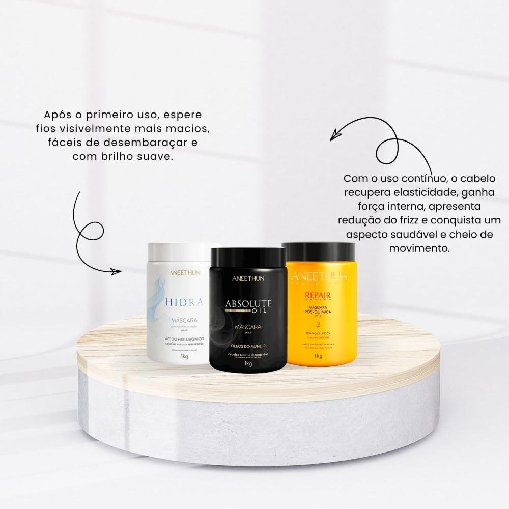 Kit Aneethun Cronograma Capilar  Máscara de Hidratação Nutrição Reconstrução 3 x 1 Kg ÚNICO 2