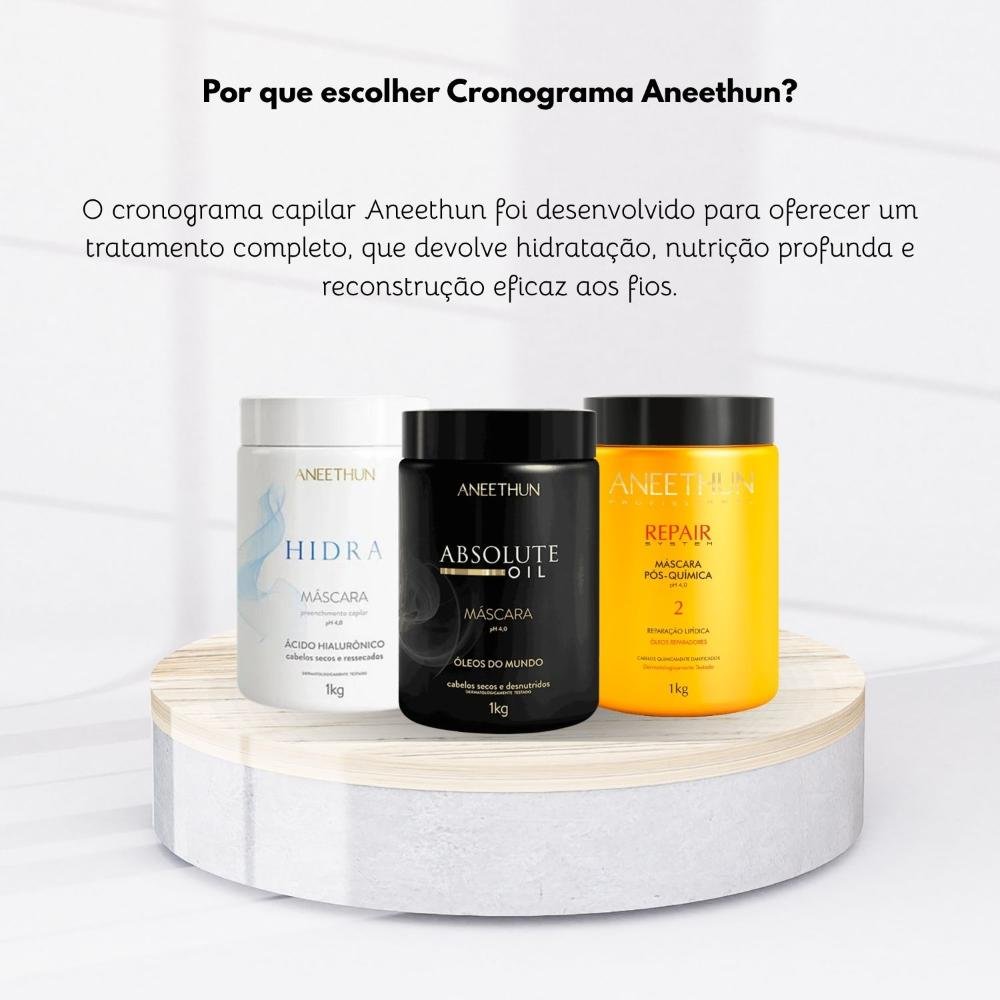Kit Aneethun Cronograma Capilar  Máscara de Hidratação Nutrição Reconstrução 3 x 1 Kg ÚNICO 5