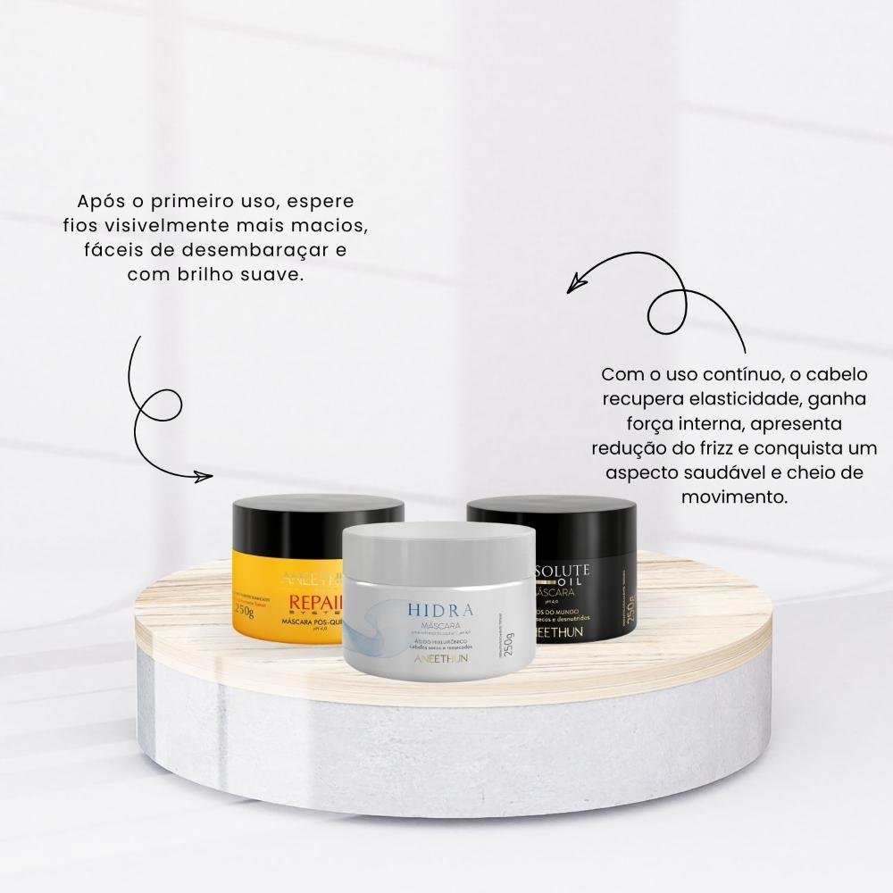 Kit Aneethun Cronograma Capilar  Máscara de Hidratação Nutrição Reconstrução 3 x 250 g ÚNICO 2