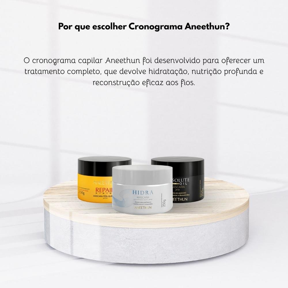 Kit Aneethun Cronograma Capilar  Máscara de Hidratação Nutrição Reconstrução 3 x 250 g ÚNICO 5