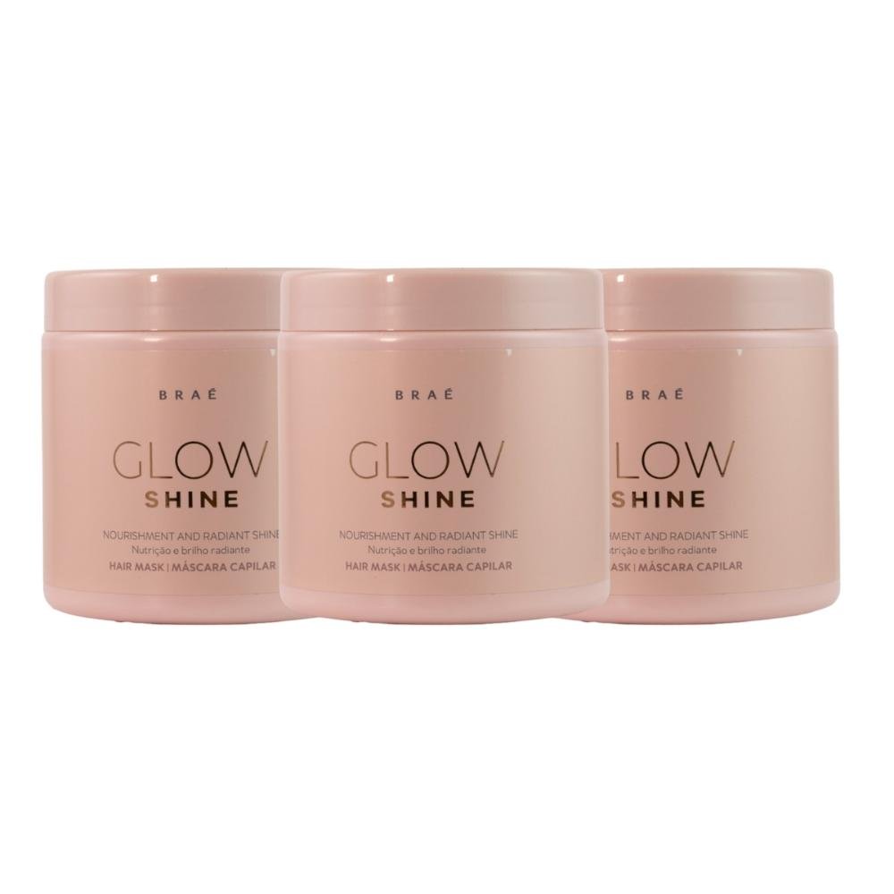 Kit Braé Glow Shine Nutrição e Brilho 3 Máscara 500 g