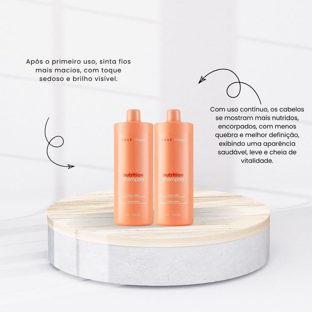 Kit Braé Stages Nutrition Hidratação Nutritiva 2 Shampoo 1 Litro ÚNICO 2
