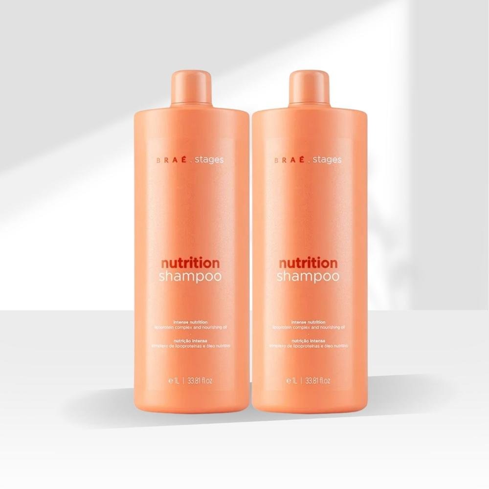 Kit Braé Stages Nutrition Hidratação Nutritiva 2 Shampoo 1 Litro ÚNICO 3