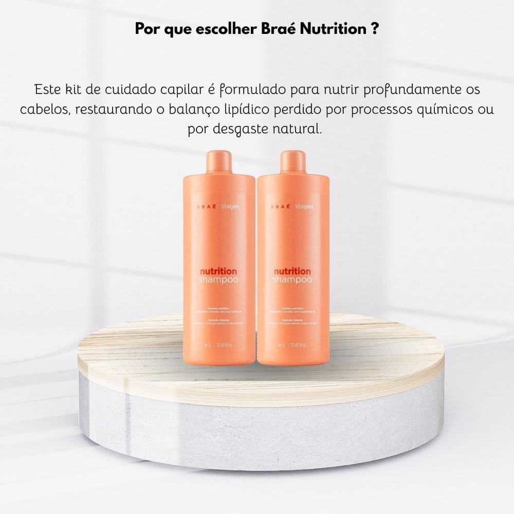 Kit Braé Stages Nutrition Hidratação Nutritiva 2 Shampoo 1 Litro ÚNICO 5